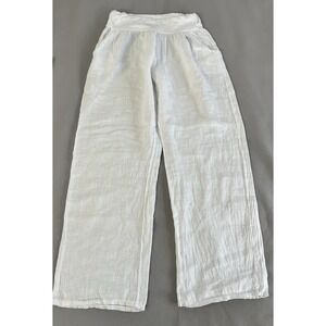 Nice & Chic 100% Linen Pull On Pants White Made In Italy Women's Comfort